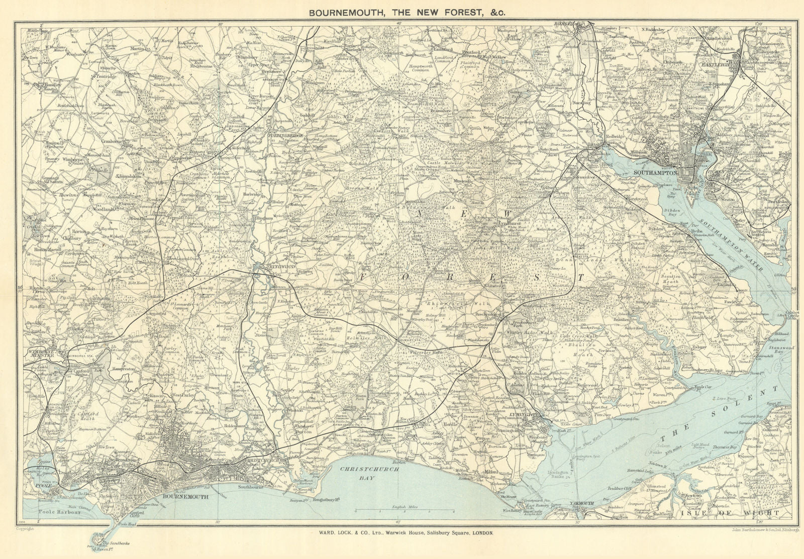 THE NEW FOREST & environs. Bournemouth Southampton Ringwood. WARD LOCK 1929 map
